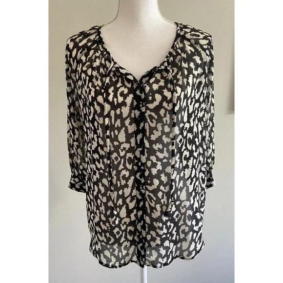 NWT Premise Studio Blouse Shirt Black Cream Sheer Size Small S New - Picture 1 of 5